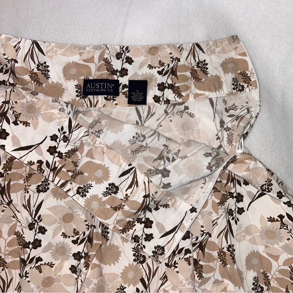 Austin Clothing Co. Floral Beige and Brown Cotton Skirt - Picture 6 of 8
